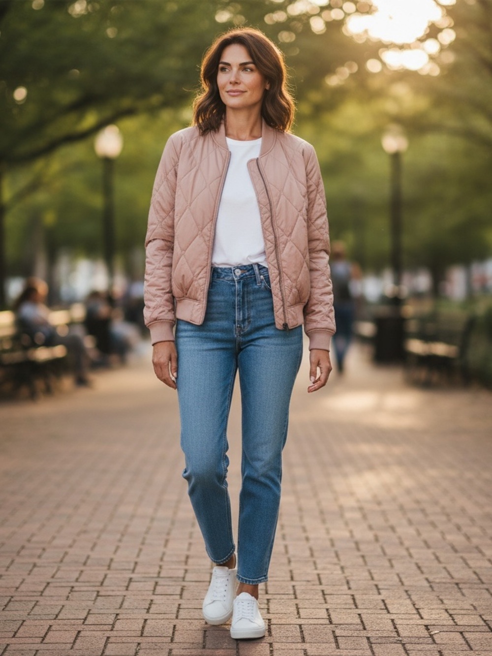 American Eagle Outfitters Quilted Bomber Jacket - Dusty Rose M